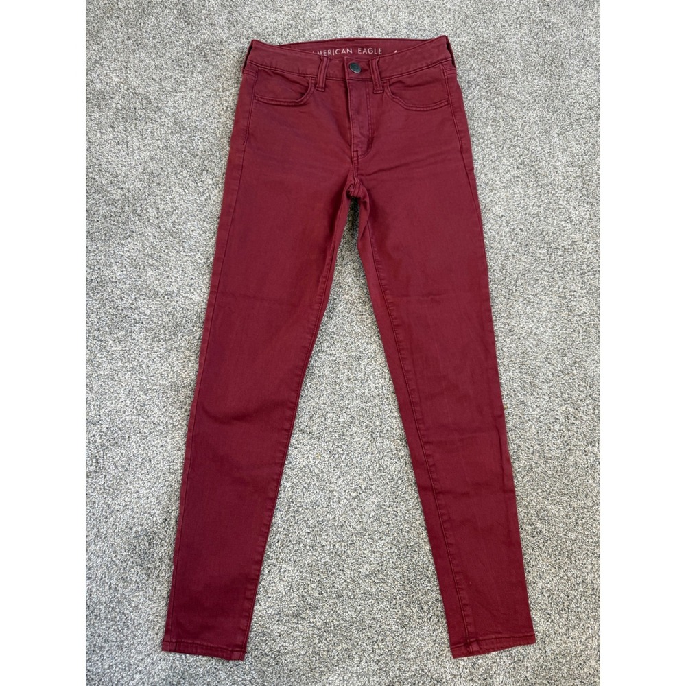 American Eagle‎ Ne(x)t Level Stretch Skinny Jeans Burgundy Maroon Womens Size 6
